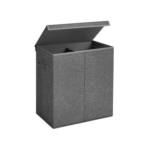 SONGMICS Καλάθι Απλύτων 142L Διπλού Διαμερίσματος 63 x 33 x 53 cm Σκούρο Γκρι, LCB002G02