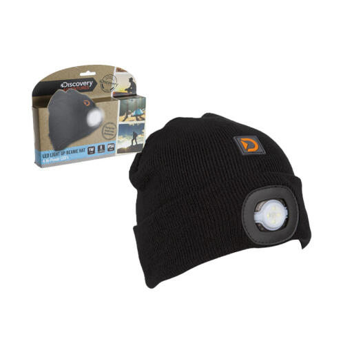 Discovery Adventures Παιδικός Σκούφος με Ενσωματωμένο Φακό LED  Χρώματος Μαύρο Black LEDKidsBeanie- Black