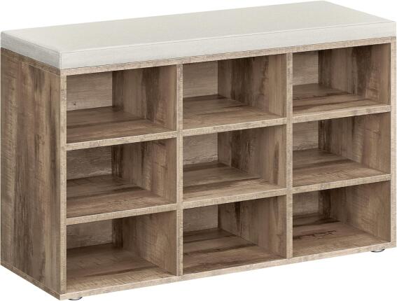 Πάγκος Παπουτσιών VASAGLE με Κάθισμα και Ράφια, Καφέ 30.3x78.5x48 εκ.&nbsp