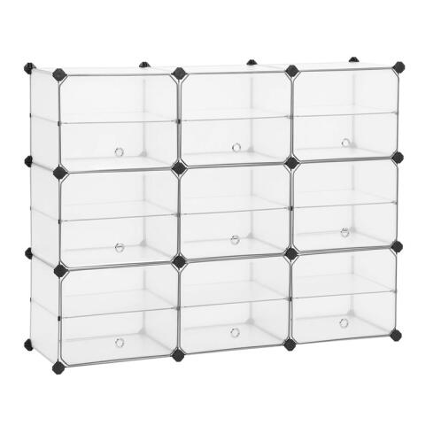 Πολυμορφική Πλαστική Παπουτσοθήκη με 9 Κύβους 123 x 31 x 93 cm Songmics LPC502W