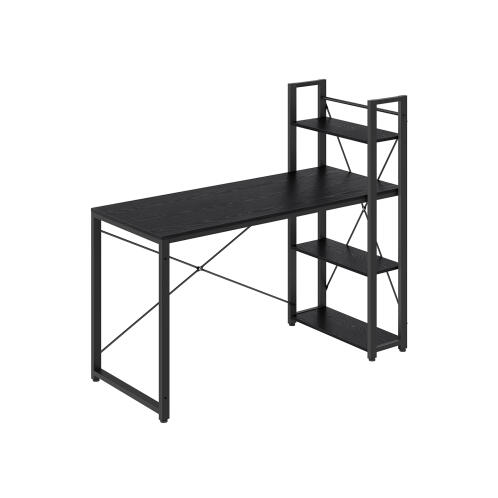 VASAGLE Γραφείο Υπολογιστή με Ράφια Αποθήκευσης , 137.2 cm Πλάτος Μαύρο Ebony LWD049B56