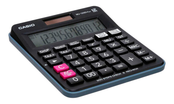 CASIO αριθμομηχανή MJ-120D Plus ηλιακό & μπαταρία 12 ψηφία γκρι