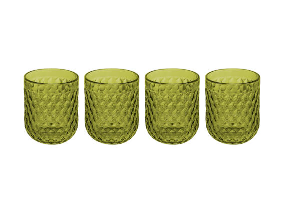 Casa Domani Ποτήρια Χαμηλά 270ml Caterina Πράσινο- Σετ 4 Τεμαχίων Σε Συσκευασία Δώρου