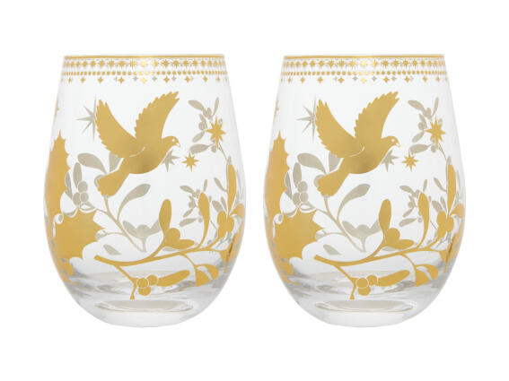 Maxwell &Williams Ποτήρια Νερού/Κρασιού 550ml Χρυσά Γυάλινα White Christmas Σετ 2 Τεμαχίων -Σε Συσκ