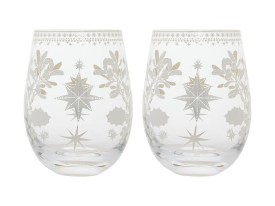 Maxwell &Williams Ποτήρια Νερού/Κρασιού 550ml Ασημί Γυάλινα White Christmas Σετ 2 Τεμαχίων -Σε Συσκ