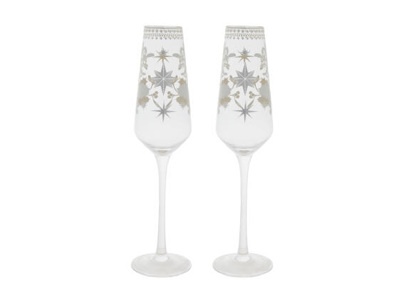 Maxwell &Williams Ποτήρια Κρασιού 240ml Ασημί Γυάλινα White Christmas Σετ 2 Τεμαχίων -Σε Συσκευασία