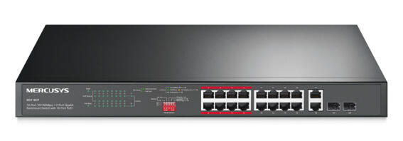 MERCUSYS rackmount switch MS118CP 16x 10/100Mbps PoE+ & 2x Gigabit θύρες UN/1.0