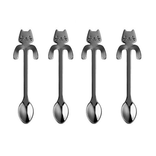 Σετ Κουταλάκια Τσαγιού σε Σχήμα Γάτας 4 τμχ MWS16542-Grey