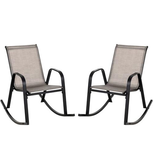 Costway  Δύο Άνετες Κουνιστές Καρέκλες Εξωτερικού Χώρου με Εργονομικό Σχεδιασμό και Ανθεκτικό Μεταλλικό Σκελετό NP11080CF-2