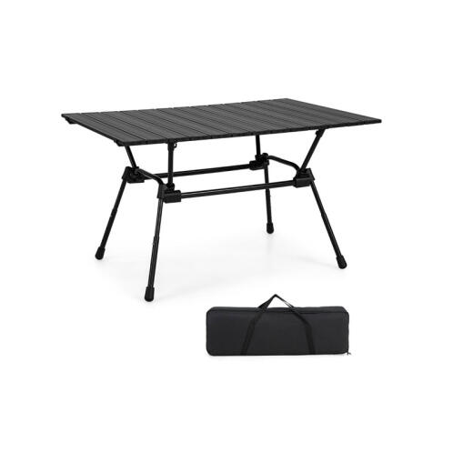 Costway Πτυσσόμενο Τραπέζι Κάμπινγκ Αλουμινίου 90x60.5x42.5-52cm NP11146DK Μαύρο