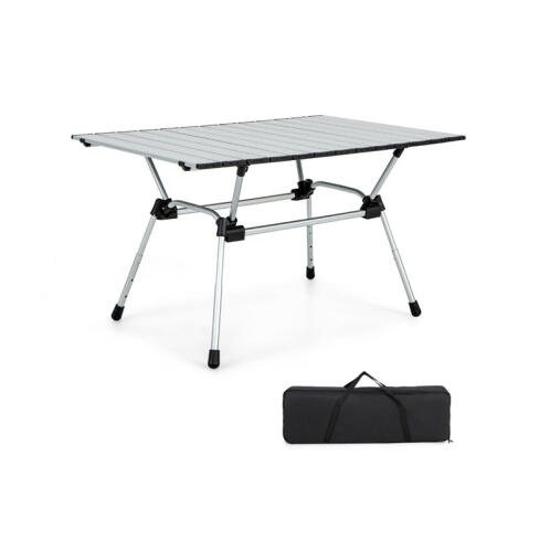 Costway Πτυσσόμενο Τραπέζι Κάμπινγκ Αλουμινίου 90x60.5x42.5-52cm NP11146SL Ασημί