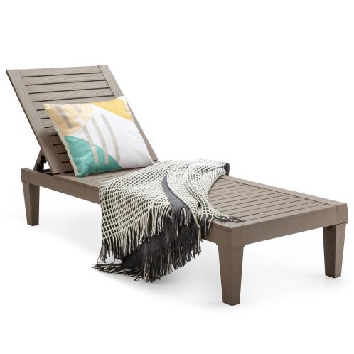 Costway  Ξαπλώστρα κήπου με ρυθμιζόμενη πλάτη 190 x 57.5 x 29cm Καφέ OP70808CF