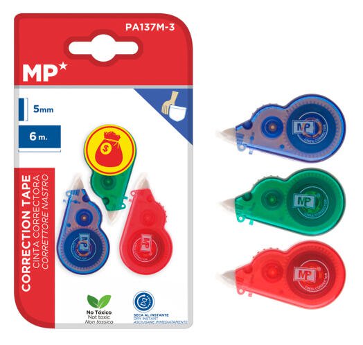 MP σετ διορθωτική ταινία PA137M-3 5mm x 6m μπλε/πράσινη/κόκκινη 3τμχ