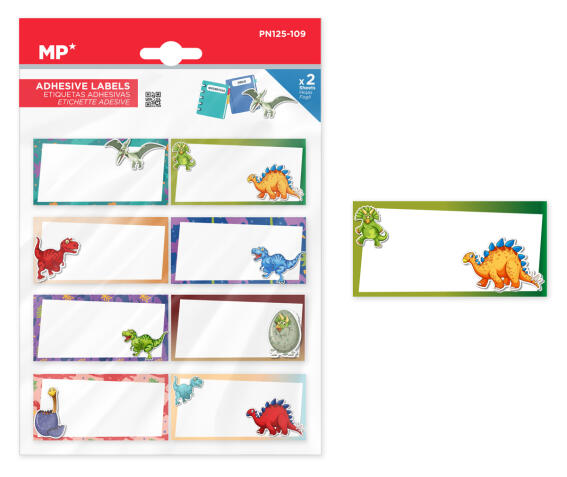 MP αυτοκόλλητες ετικέτες τετραδίων PN125-109 65x32mm 8 σχέδια 16τμχ