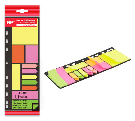 MP αυτοκόλλητα χαρτάκια σημειώσεων PN822 11x 25τμχ χρωματιστά