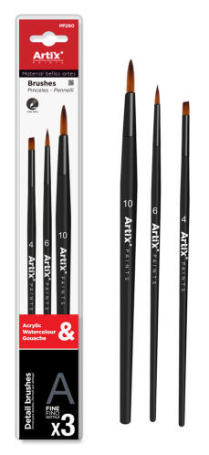ARTIX PAINTS σετ πινέλων ζωγραφικής PP280 μαύρο 3τμχ