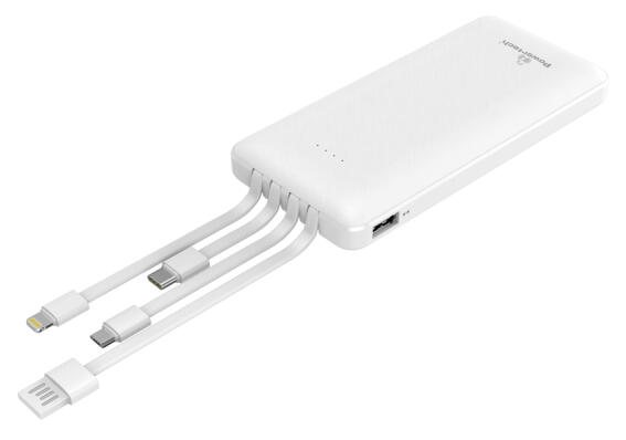 POWERTECH power bank με καλώδια PT-1061 10000mAh 10.5W λευκό