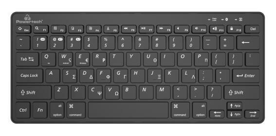 POWERTECH ασύρματο πληκτρολόγιο PT-1153 2.4GHz & Bluetooth μαύρο