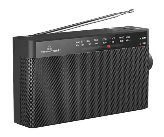 POWERTECH φορητό ραδιόφωνο PT-1244 με πτυσσόμενη κεραία μαύρο