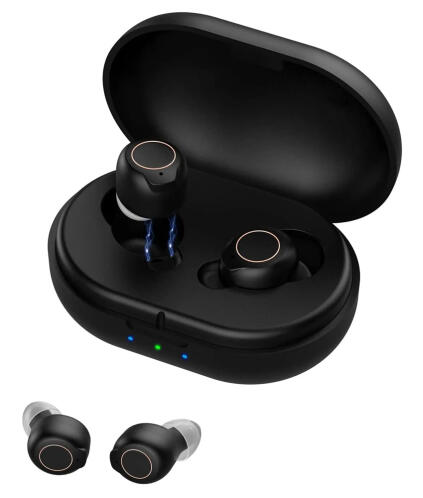 POWERTECH ακουστικά βαρηκοΐας PT-1247 με θήκη επαναφορτιζόμενα μαύρα