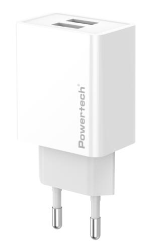 POWERTECH φορτιστής τοίχου PT-1321 2x USB 12W λευκός