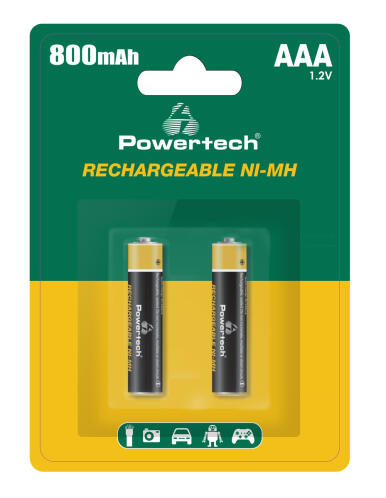 POWERTECH επαναφορτιζόμενες μπαταρίες NI-MH PT-1403 AAA 800mah 1.2V 2τμχ