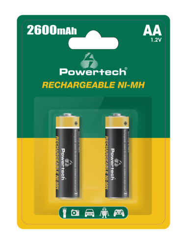 POWERTECH επαναφορτιζόμενες μπαταρίες NI-MH PT-1404 AA 2600mah 1.2V 2τμχ