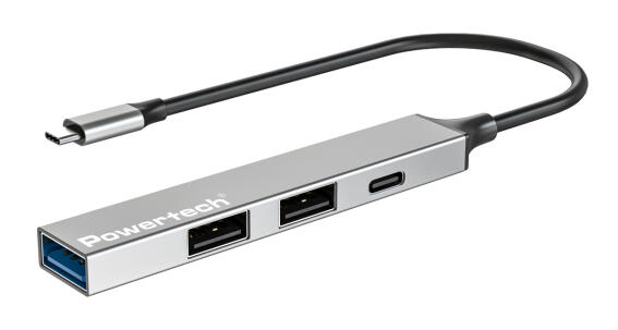 POWERTECH USB hub PT-1412 4x θυρών USB 3.2 5Gbps USB-C σύνδεση γκρι