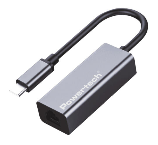 POWERTECH αντάπτορας δικτύου PT-1455 USB-C 1000Mbps Ethernet γκρι