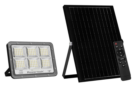 POWERTECH LED ηλιακός προβολέας PT-1457 με τηλεχειριστήριο αισθητήρας κίνησης 120W 4000K 1500lm IP66