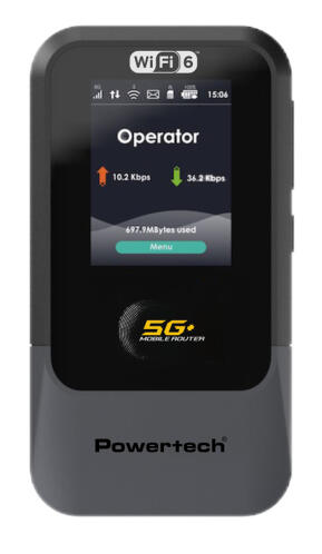 POWERTECH 5G mobile router PT-1512 WiFi 6 AX900 dual band 4000mAh
