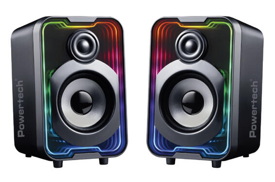 POWERTECH ηχεία PT-1575 με RGB φωτισμό 2x 5W Bluetooth & USB/USB-C μαύρα
