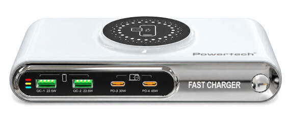 POWERTECH σταθμός φόρτισης PT-1624 2x USB/2x USB-C/wireless 72W λευκός