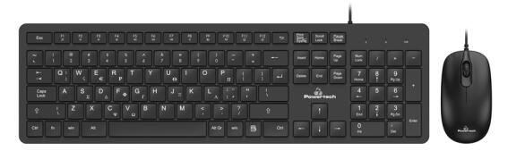 POWERTECH set ποντίκι & πληκτρολόγιο PT-838 ενσύρματο 1000dpi μαύρο