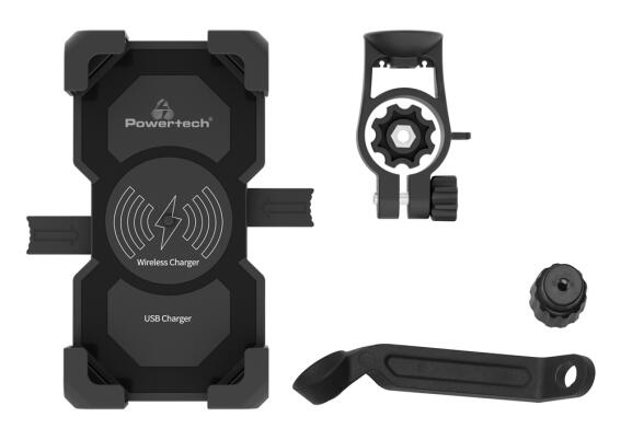 POWERTECH ασύρματος φορτιστής & βάση smartphone μοτοσυκλέτας PTL-024 7.5W μαύρη