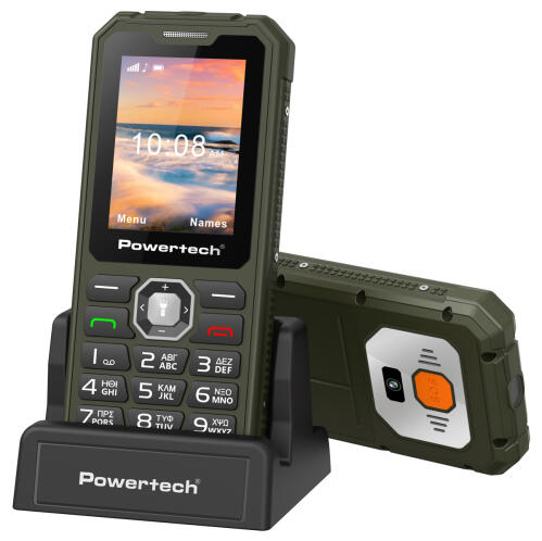 POWERTECH κινητό τηλέφωνο Sentry Armor dual SIM πλήκτρο SOS 4G IP67 χακί