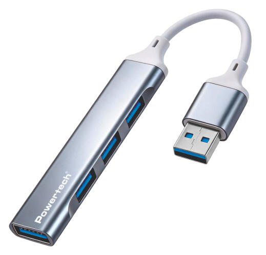 POWERTECH USB hub PTR-0207 4x θυρών USB 3.0 5Gbps USB σύνδεση γκρι