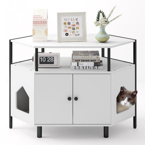 Costway Ντουλάπι Γάτας με Διπλή Πόρτα και Επιπλέον Χώρο Αποθήκευσης PV10136WH