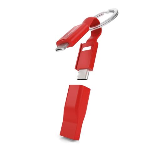 Vonmählen High Five® The 5in1 Charging Cable (USB-A / microUSB / USB-C / Lightning) Καλώδιο δεδομένων μπρελόκ – κόκκινο
