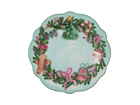 Maxwell & Williams Πιάτο 20cm Πράσινο Scallop Rim Tis The Season σε Συσκευασια Δώρου -Πορσελάνη