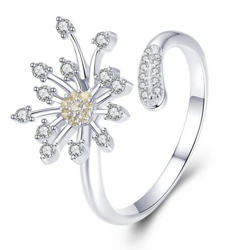 BAMOER δαχτυλίδι SCR471 με κυβική ζιρκόνια ανοιγόμενο ασήμι 925 ασημί