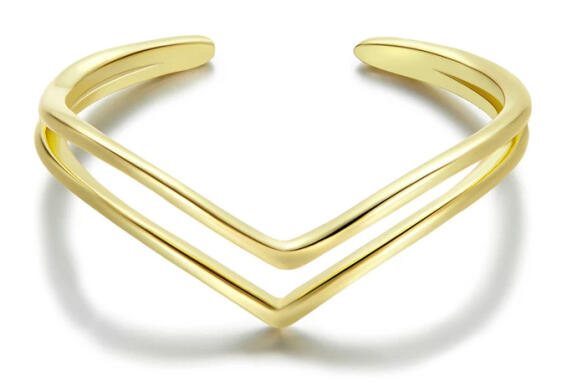 BAMOER δαχτυλίδι SCR713 με διπλό V ανοιγόμενο ασήμι 925 χρυσό