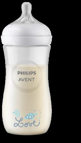 Philips Avent Μπιμπερό Natural Response 3 μηνών+  330ml Νο4 ροή σχέδιο Love