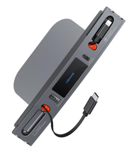 USAMS φορτιστής αυτοκινήτου US-SJ649 για Tesla(3/Y) με 2x καλώδια USB/USB-C θύρες 60W γκρι