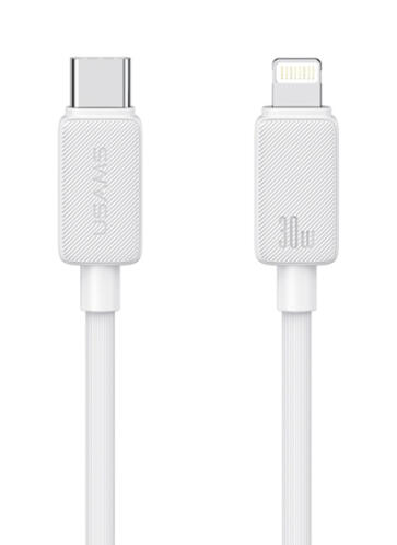 USAMS καλώδιο Lightning σε USB-C US-SJ692 30W 480Mbps 1m λευκό
