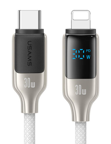 USAMS καλώδιο Lightning σε USB-C SJ741 30W 480Mbps 1.2m λευκό