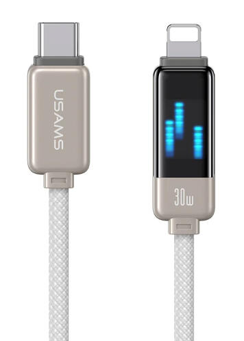 USAMS καλώδιο Lightning σε USB-C SJ743 30W 480Mbps 1.2m λευκό