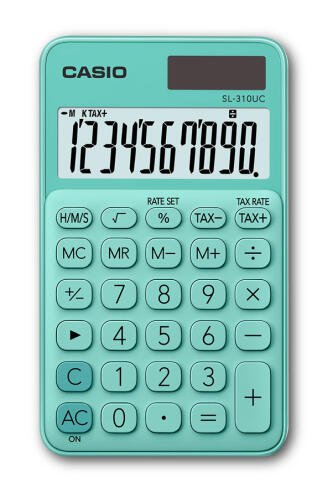 CASIO αριθμομηχανή τσέπης SL-310UC ηλιακό & μπαταρία 10 ψηφία πράσινη