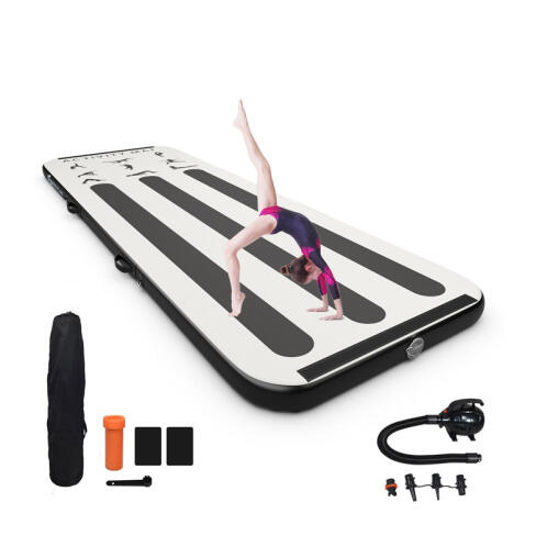Costway Φουσκωτό Στρώμα Γυμναστικής με Αντλία Αέρος 100 x 300 x 10 cm Χρώματος Μαύρο Costway SP37188DE-DS