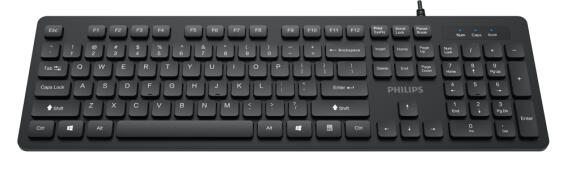Philips Ενσύρματο Πληκτρολόγιο USB SPK6264 Μαύρο